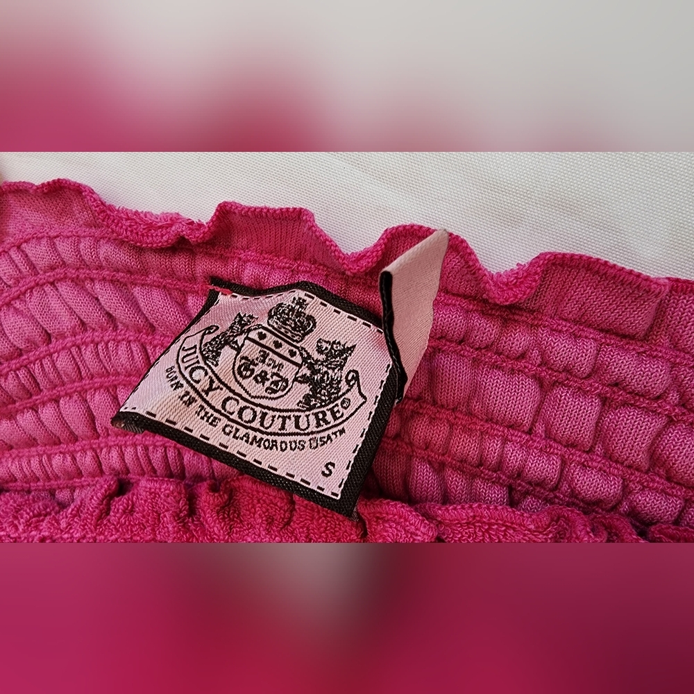 Juicy Couture Bright Pink Smocked Strapless Top (sz small/petite) - Picture 3 of 14